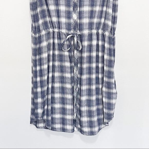 Soft Joie Noraha Draw String Dress Plaid Sz M Blue White - Picture 4 of 11